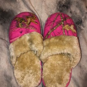 Pink camo slippers